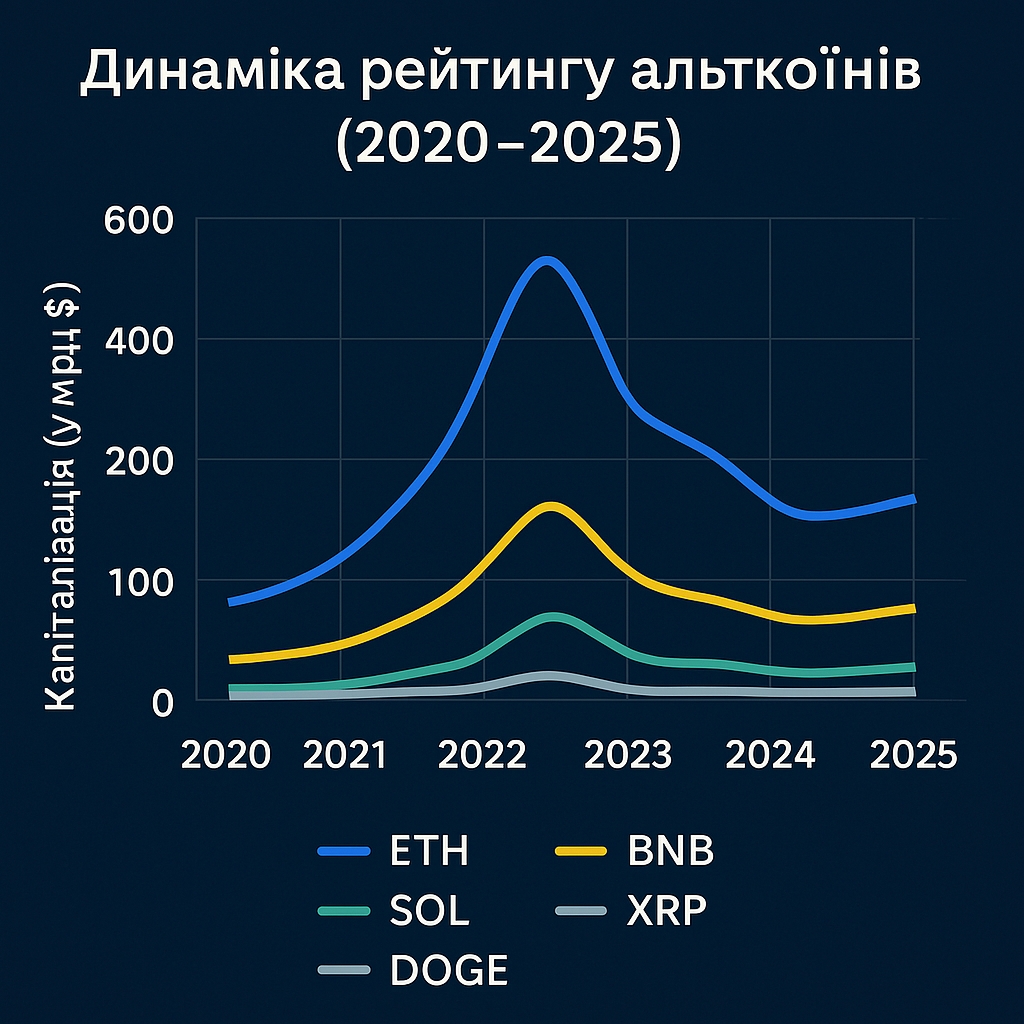 Рейтинг альткоїнів за останні 5 років